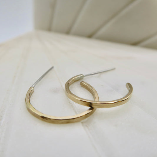 Textured 14kt Gold Filled Medium Hoop stud earrings