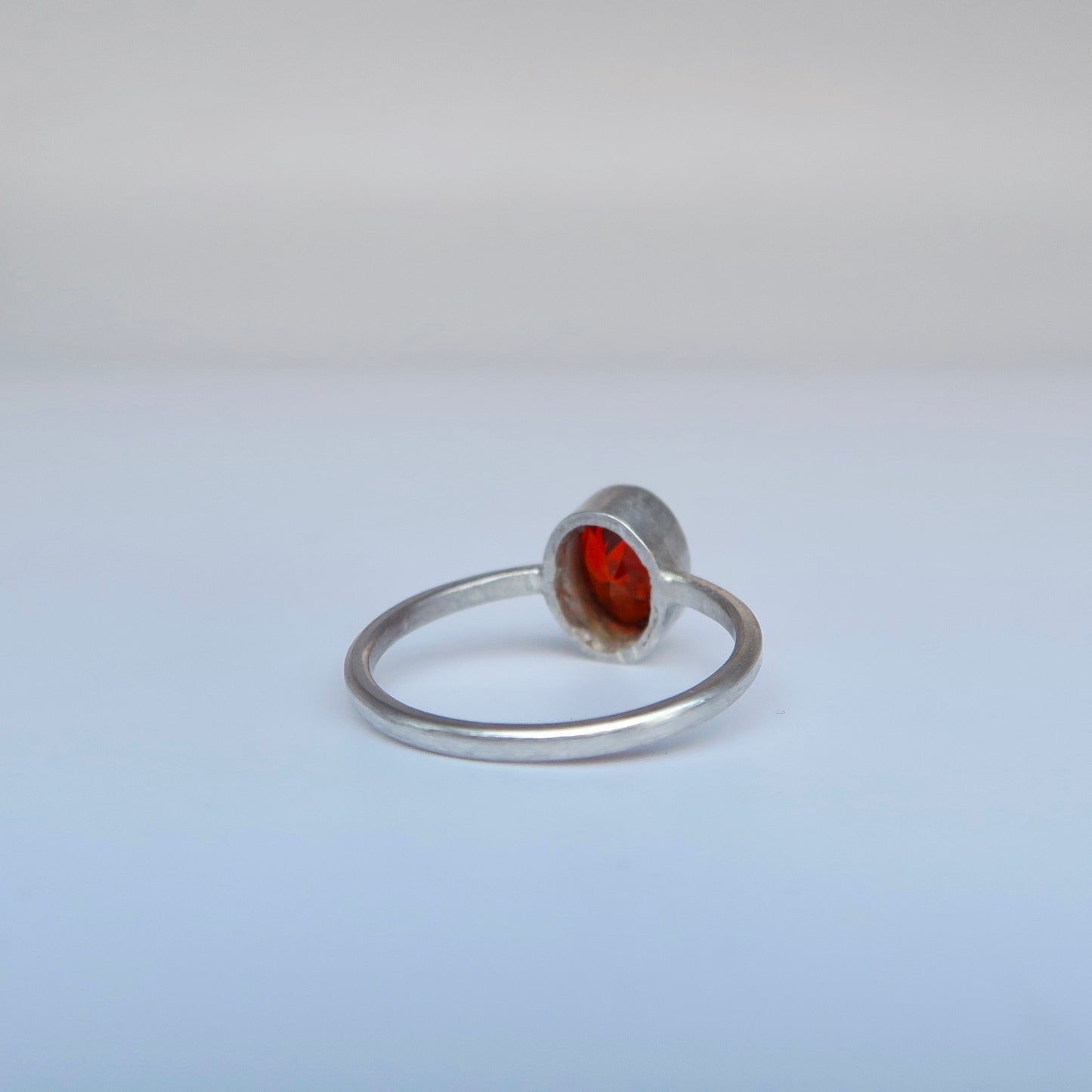 Garnet Coloured Zirconia Silver Ring