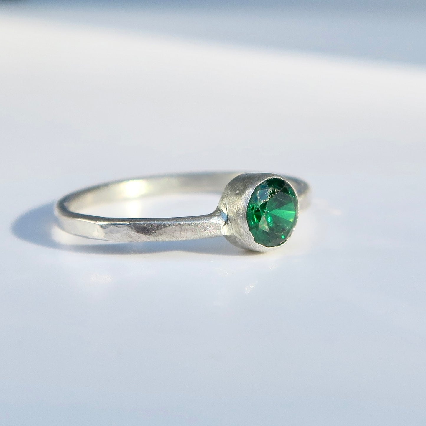 Emerald Zirconia Sterling Silver Ring