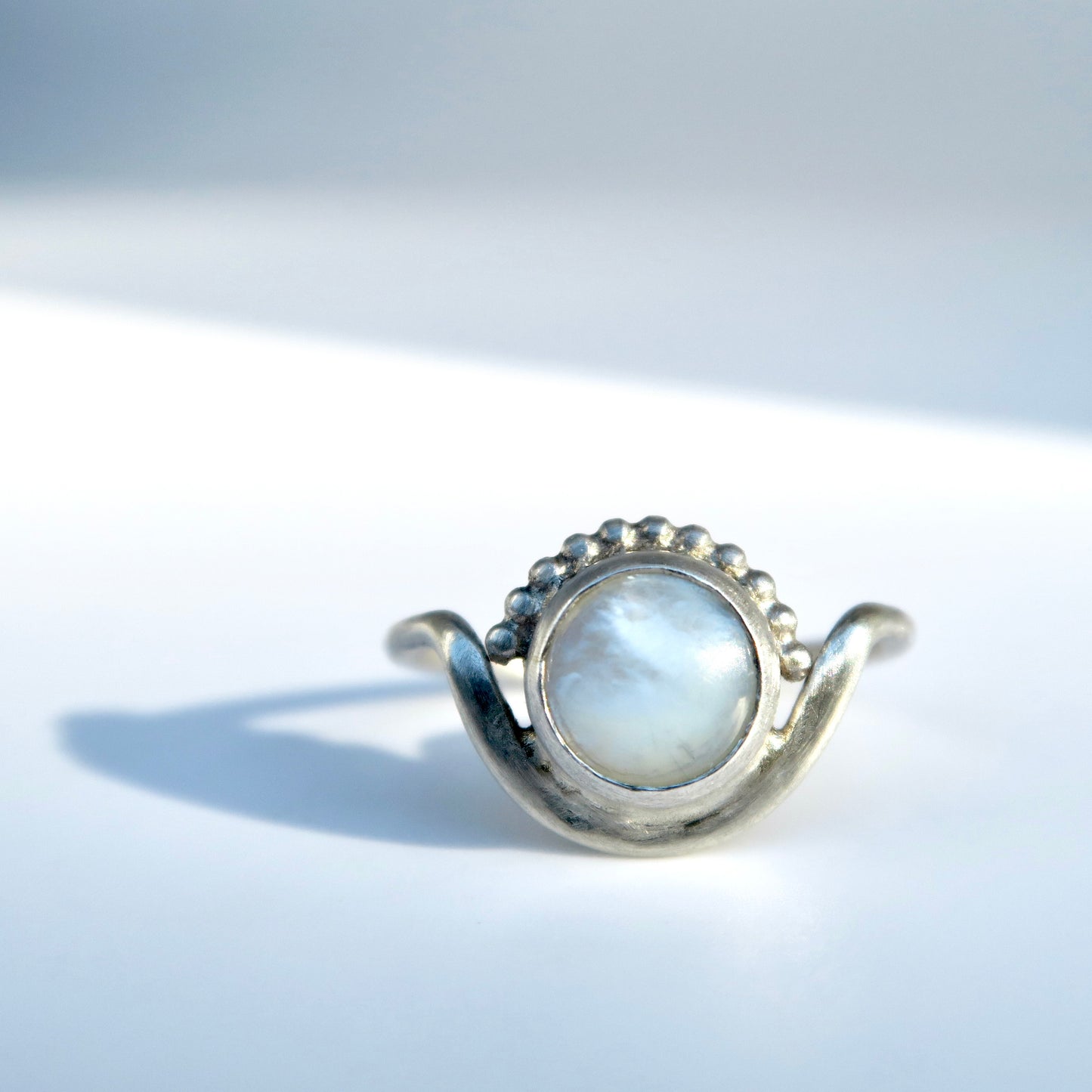 mother of pearl silver ring