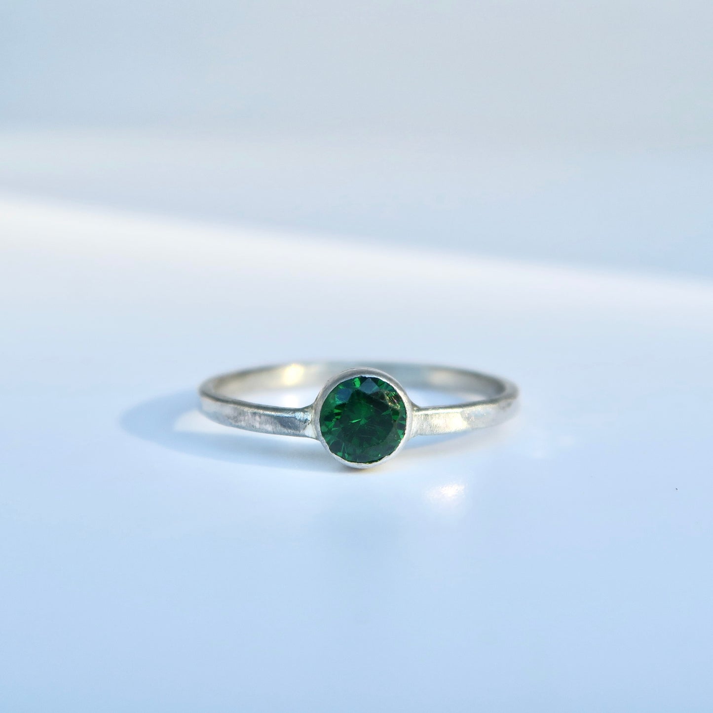 Emerald Zirconia Sterling Silver Ring