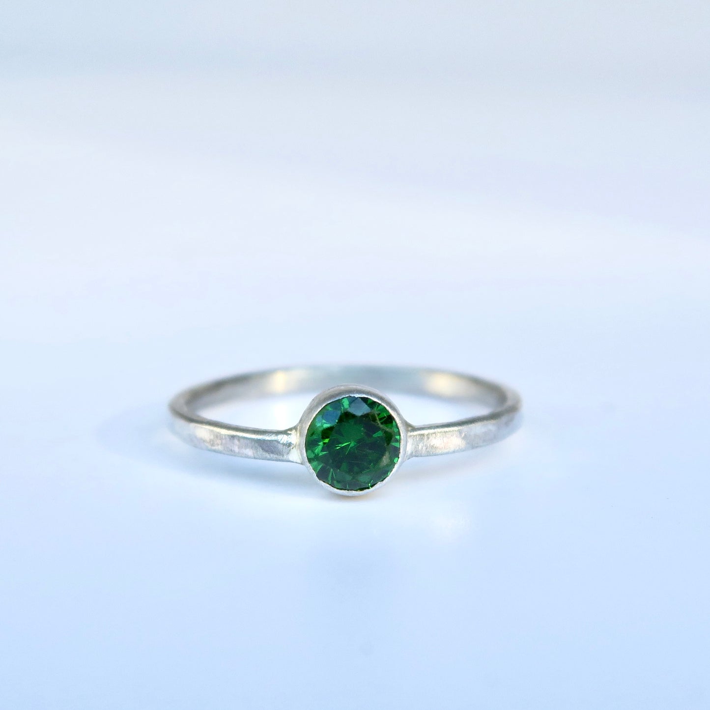 Emerald Zirconia Sterling Silver Ring