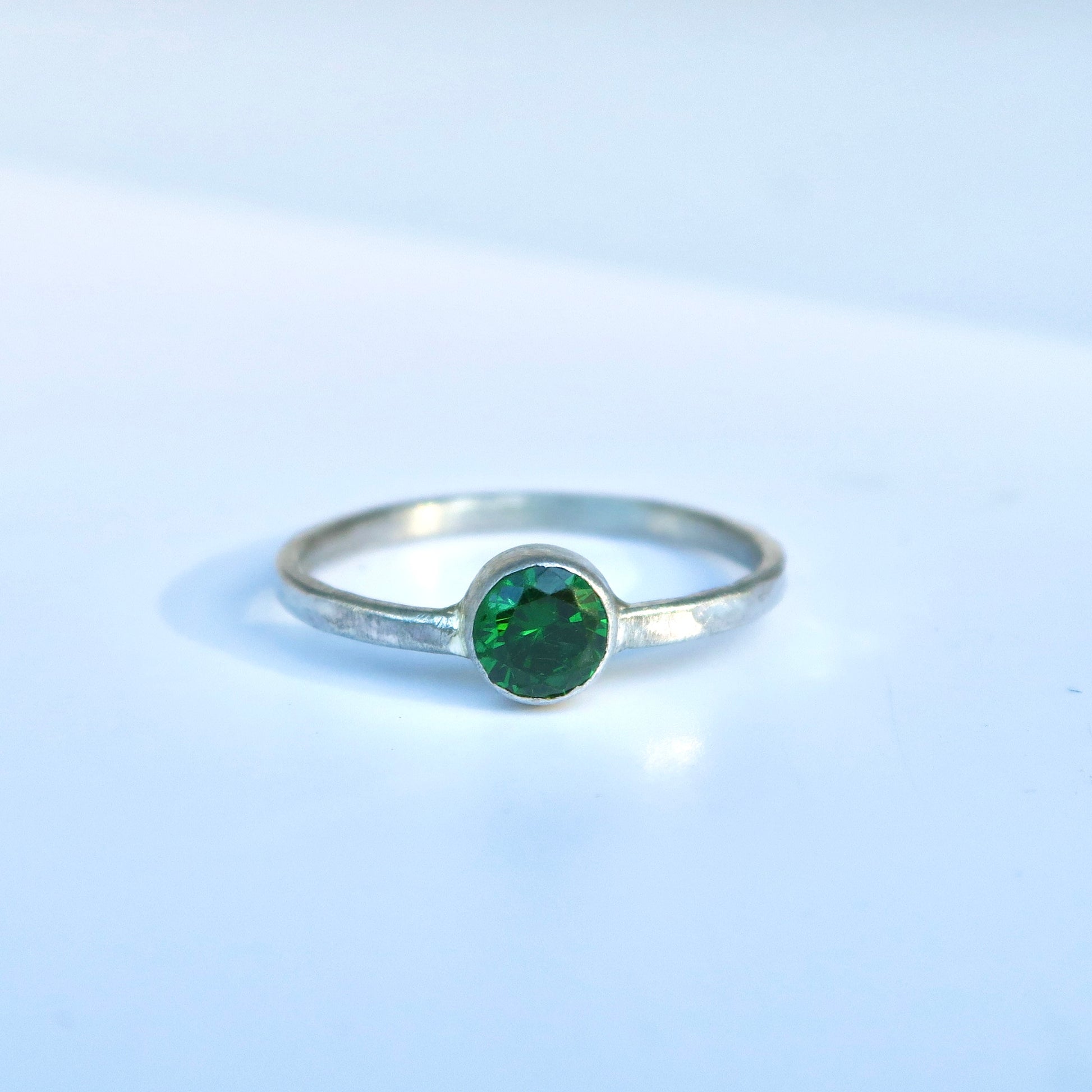 Emerald Zirconia Sterling Silver Ring