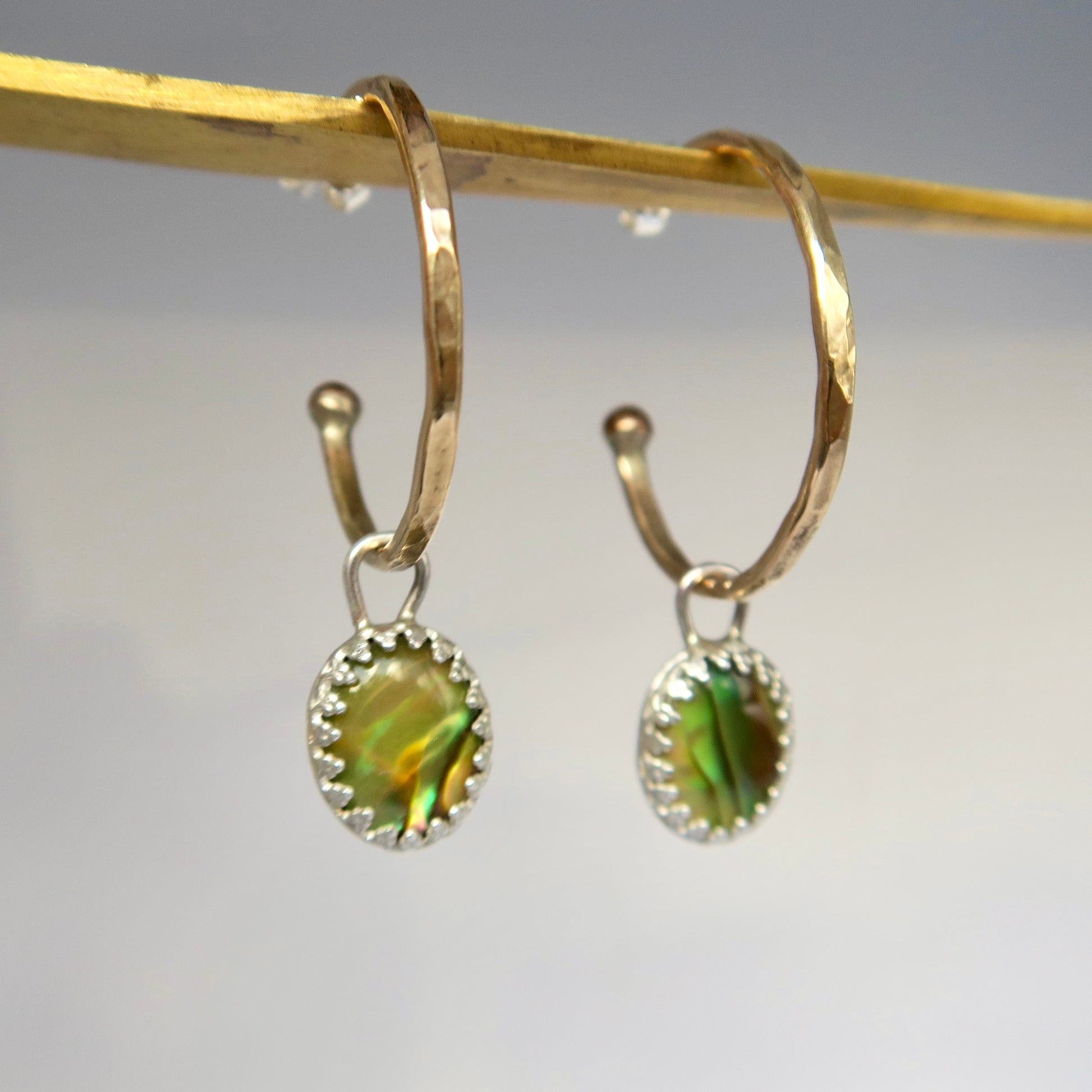 Paua Shell 14kt Gold Filled Hoop Studs