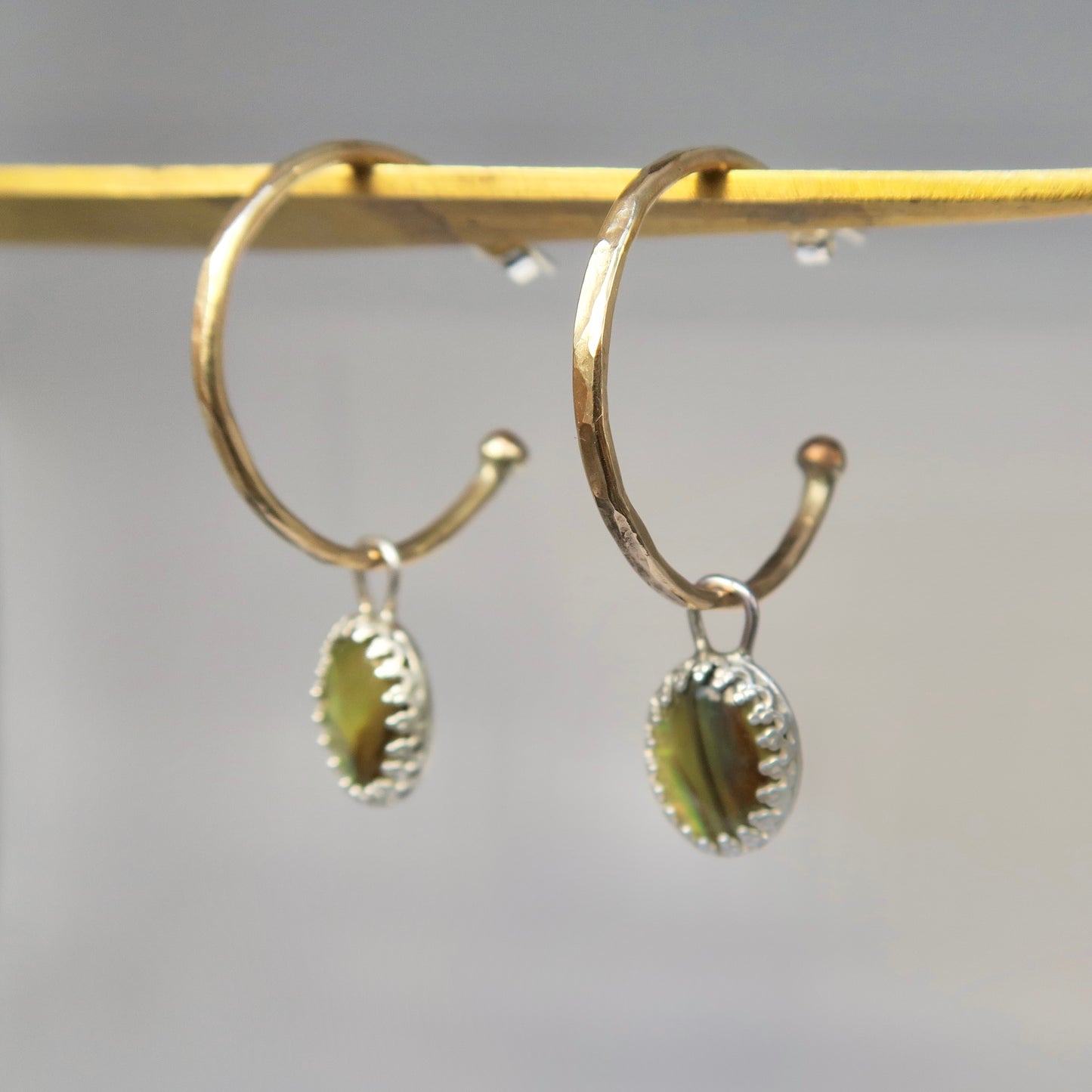 Paua Shell 14kt Gold Filled Hoop Studs