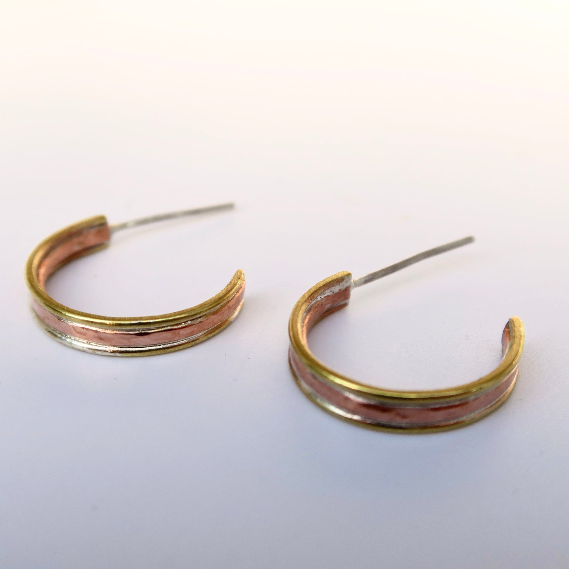 copper & brass hoop earrings