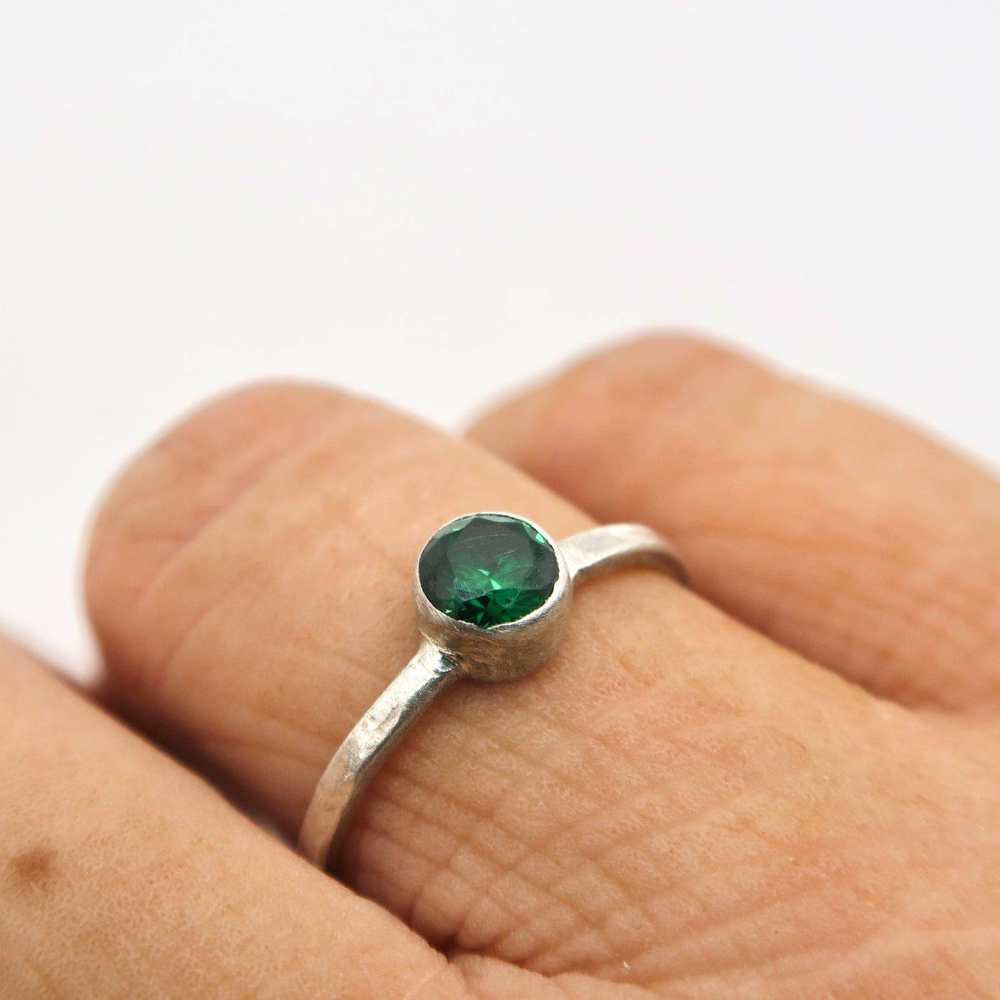 Emerald Zirconia Sterling Silver Ring