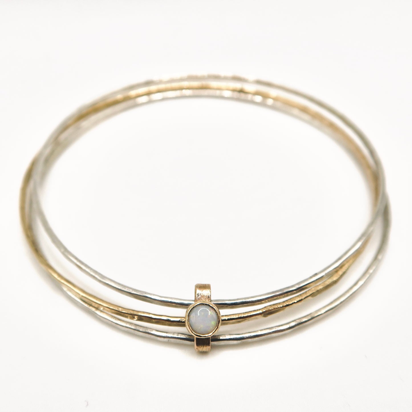 14kt gold filled sterling silver opal fidget bangle