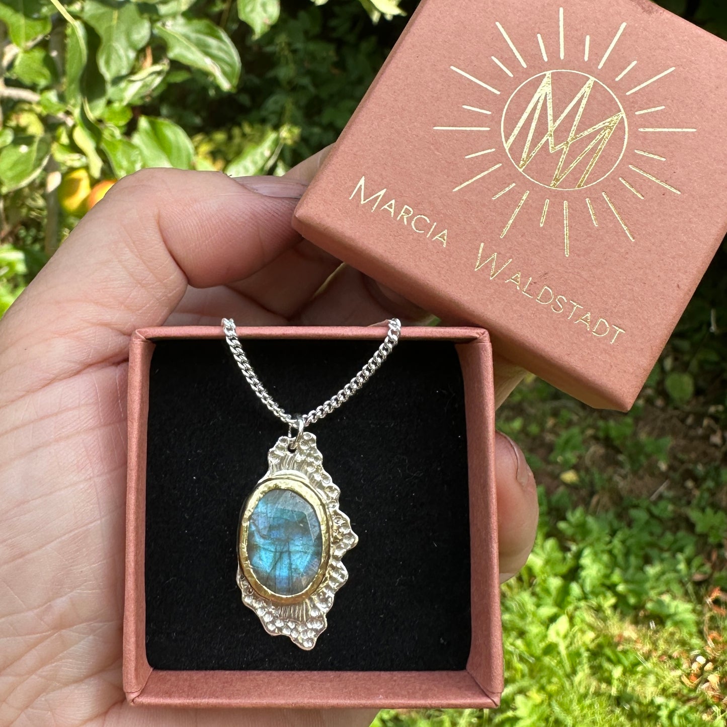 Untamed Labradorite, Sterling Silver and Brass Raw Pendant Necklace - Discounted (see description)