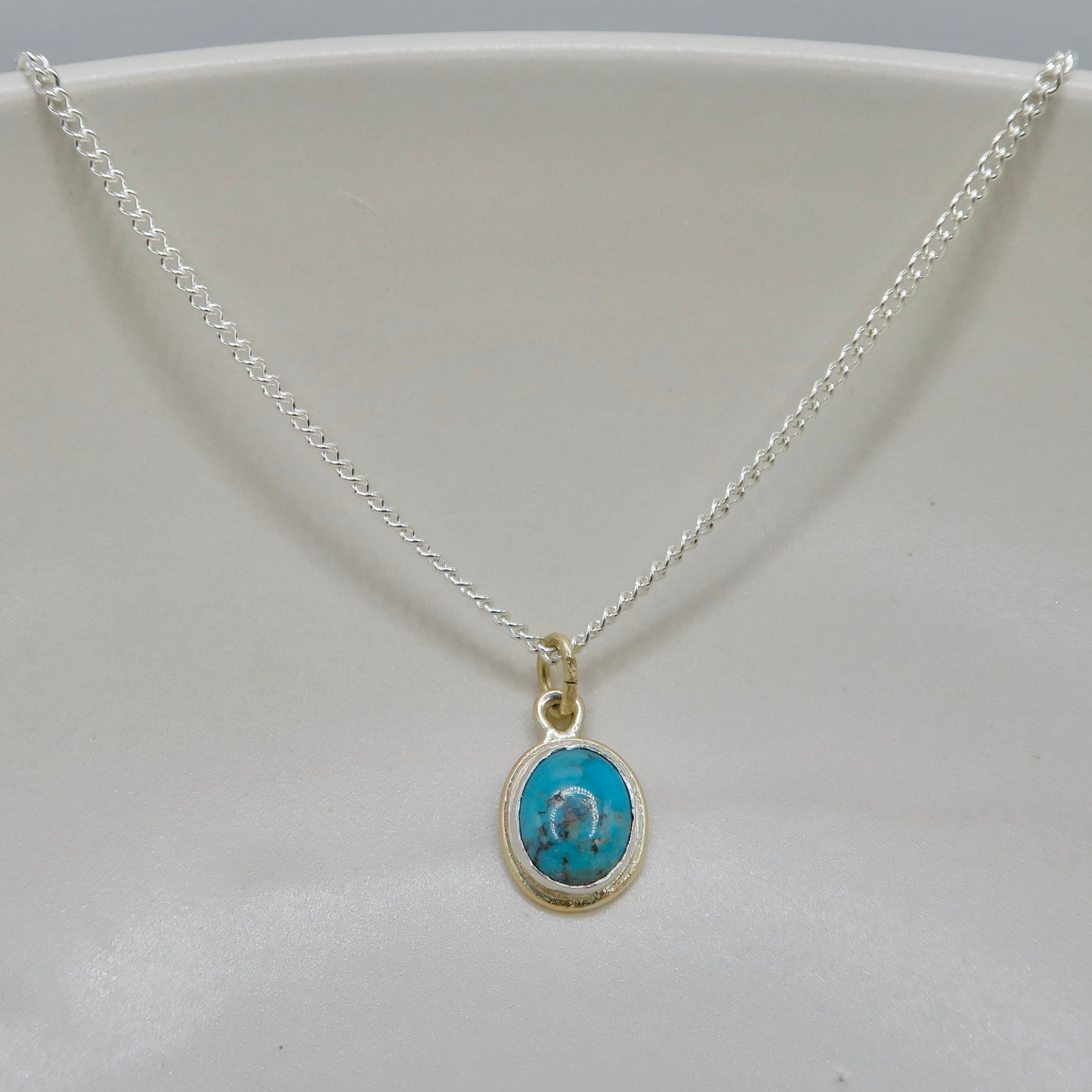 Untamed, Little Turquoise Mosaic, 14kt Gold Filled and Sterling Silver, Pendant Necklace