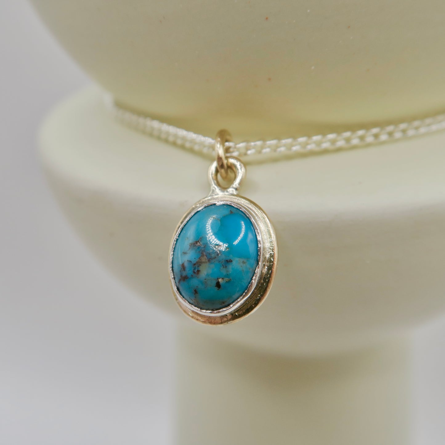 Untamed, Little Turquoise Mosaic, 14kt Gold Filled and Sterling Silver, Pendant Necklace