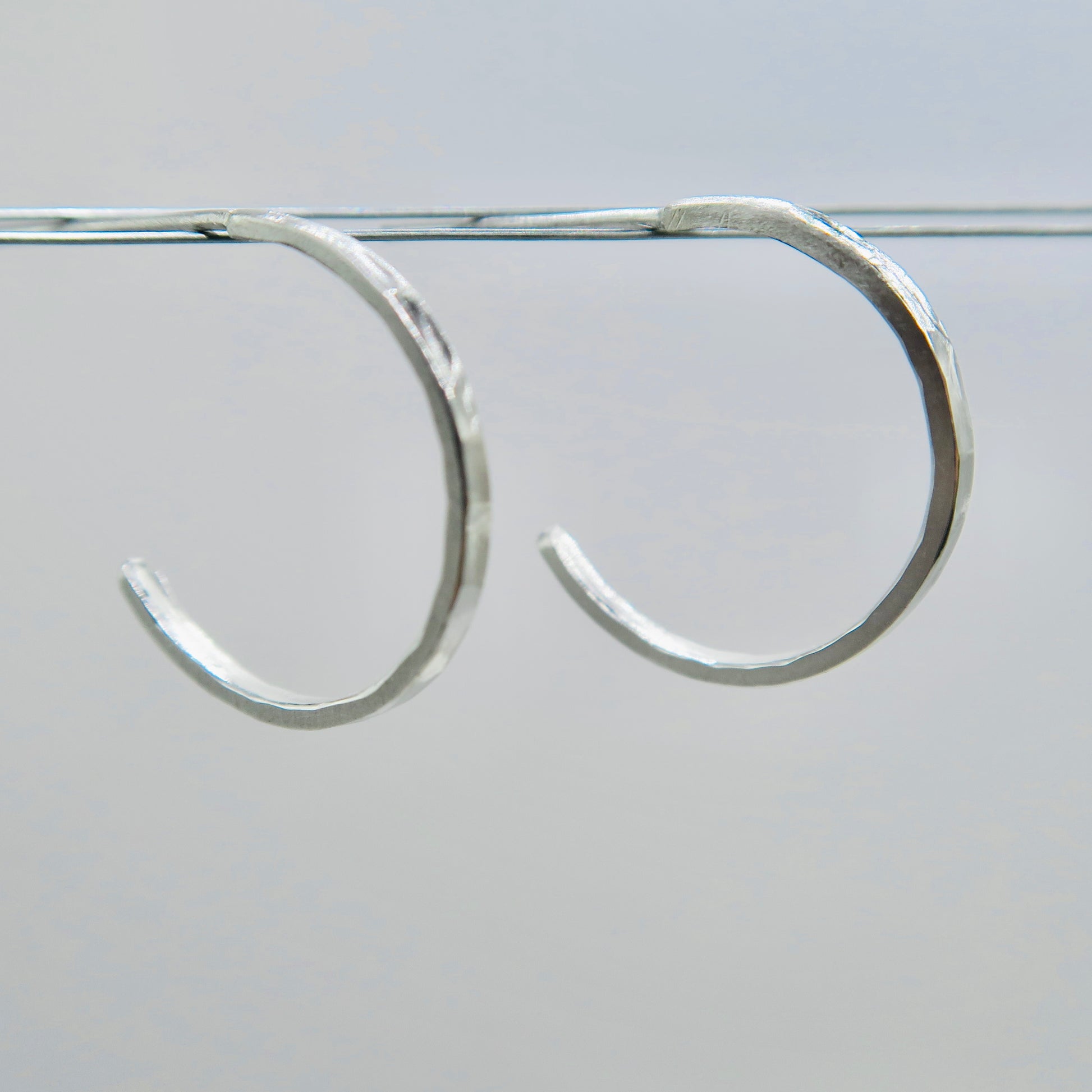 Textured Sterling Silver Medium Hoops