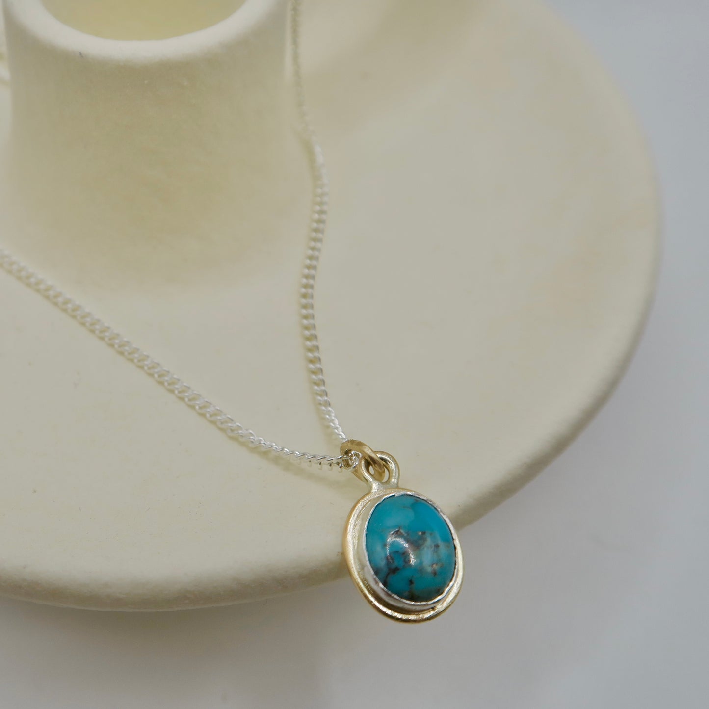 Untamed, Little Turquoise Mosaic, 14kt Gold Filled and Sterling Silver, Pendant Necklace