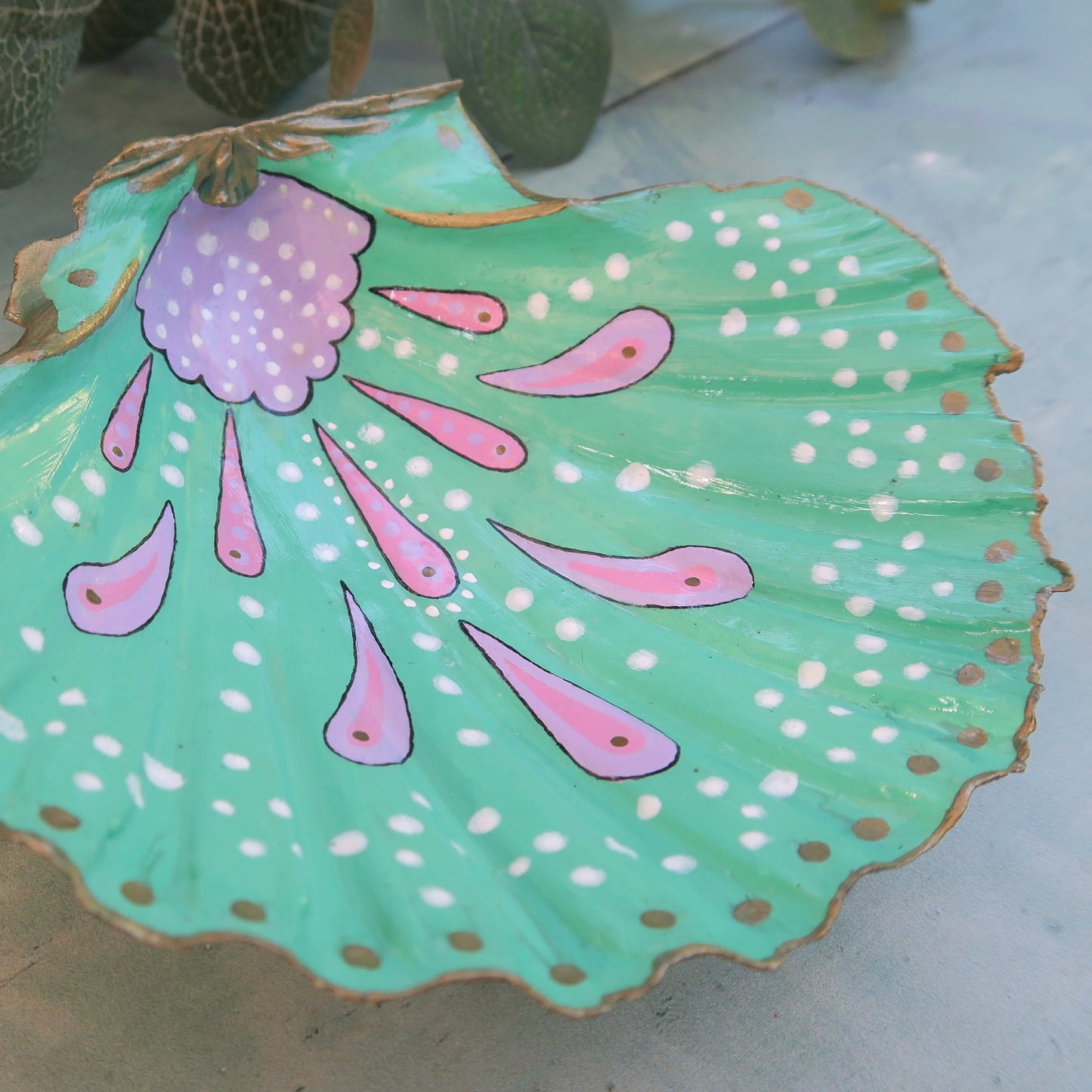 Extra Large Hand Painted Mermaids Splash Shell Trinket Dish