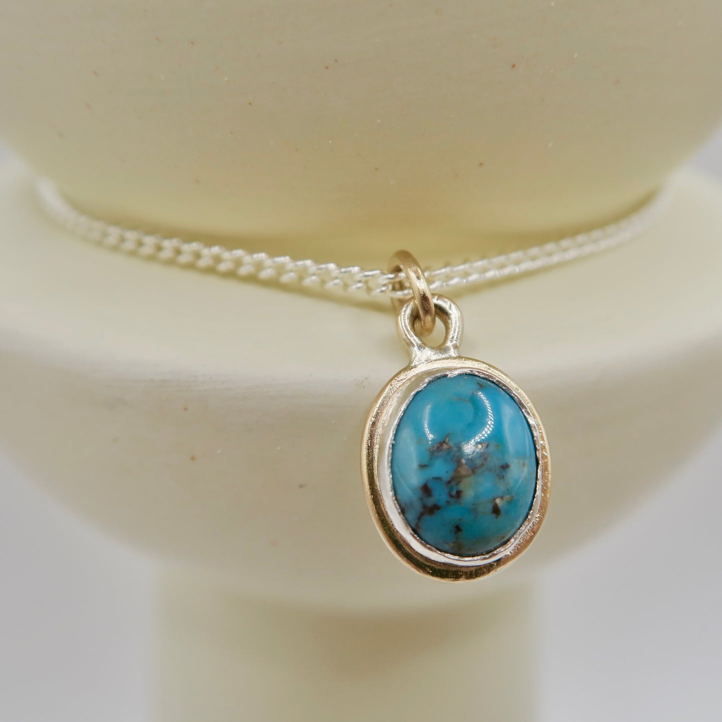 Untamed, Little Turquoise Mosaic, 14kt Gold Filled and Sterling Silver, Pendant Necklace