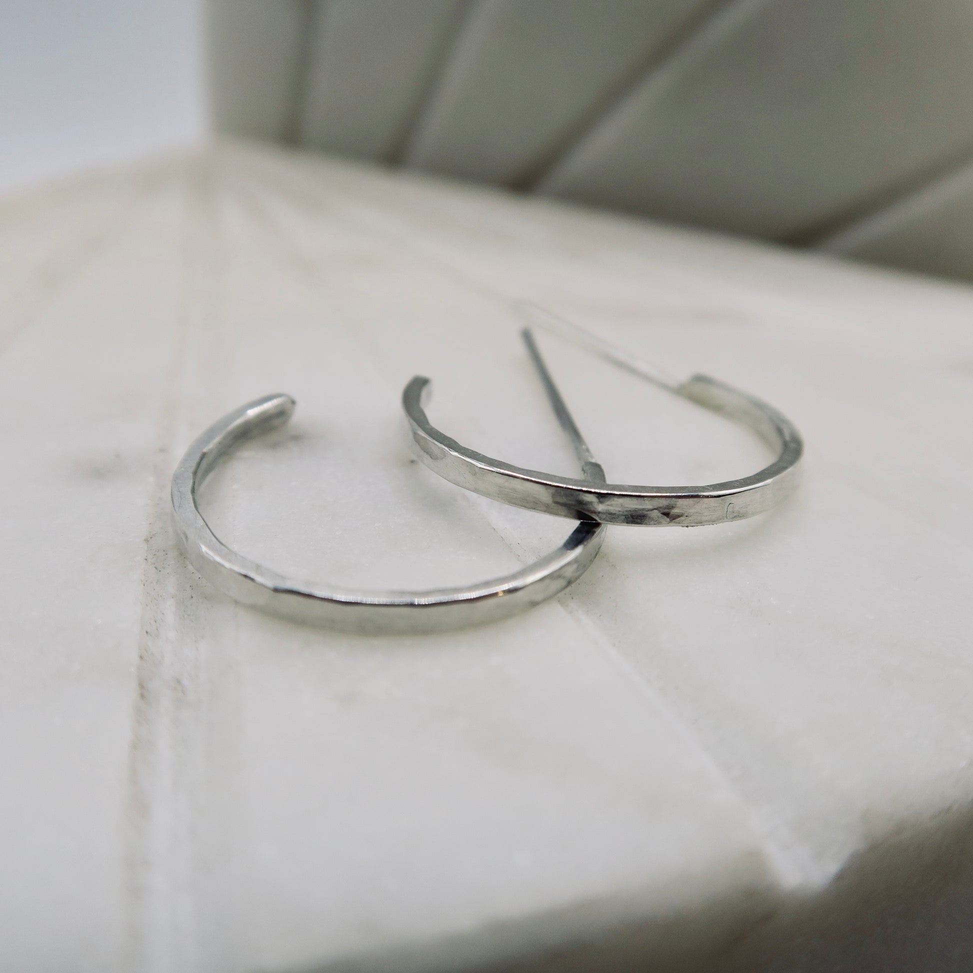 Textured Sterling Silver Medium Hoops