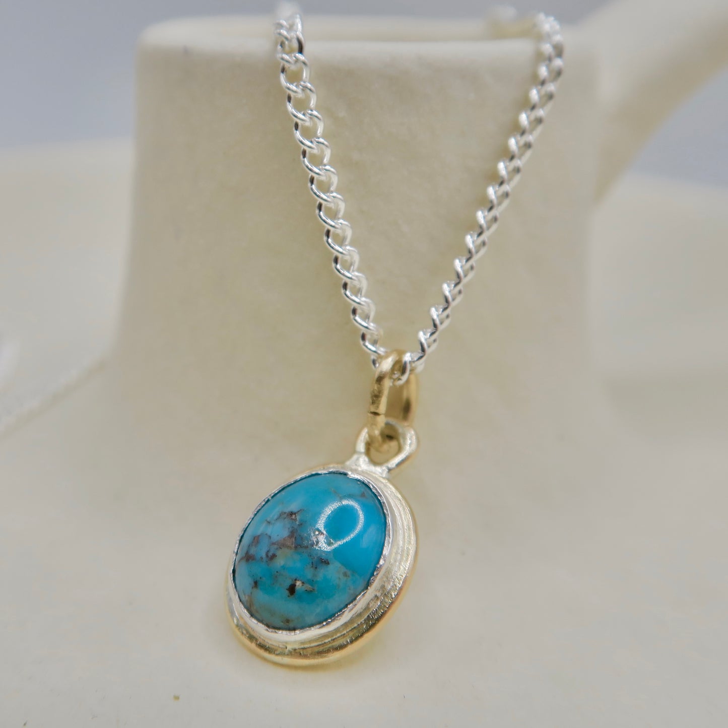 Untamed, Little Turquoise Mosaic, 14kt Gold Filled and Sterling Silver, Pendant Necklace