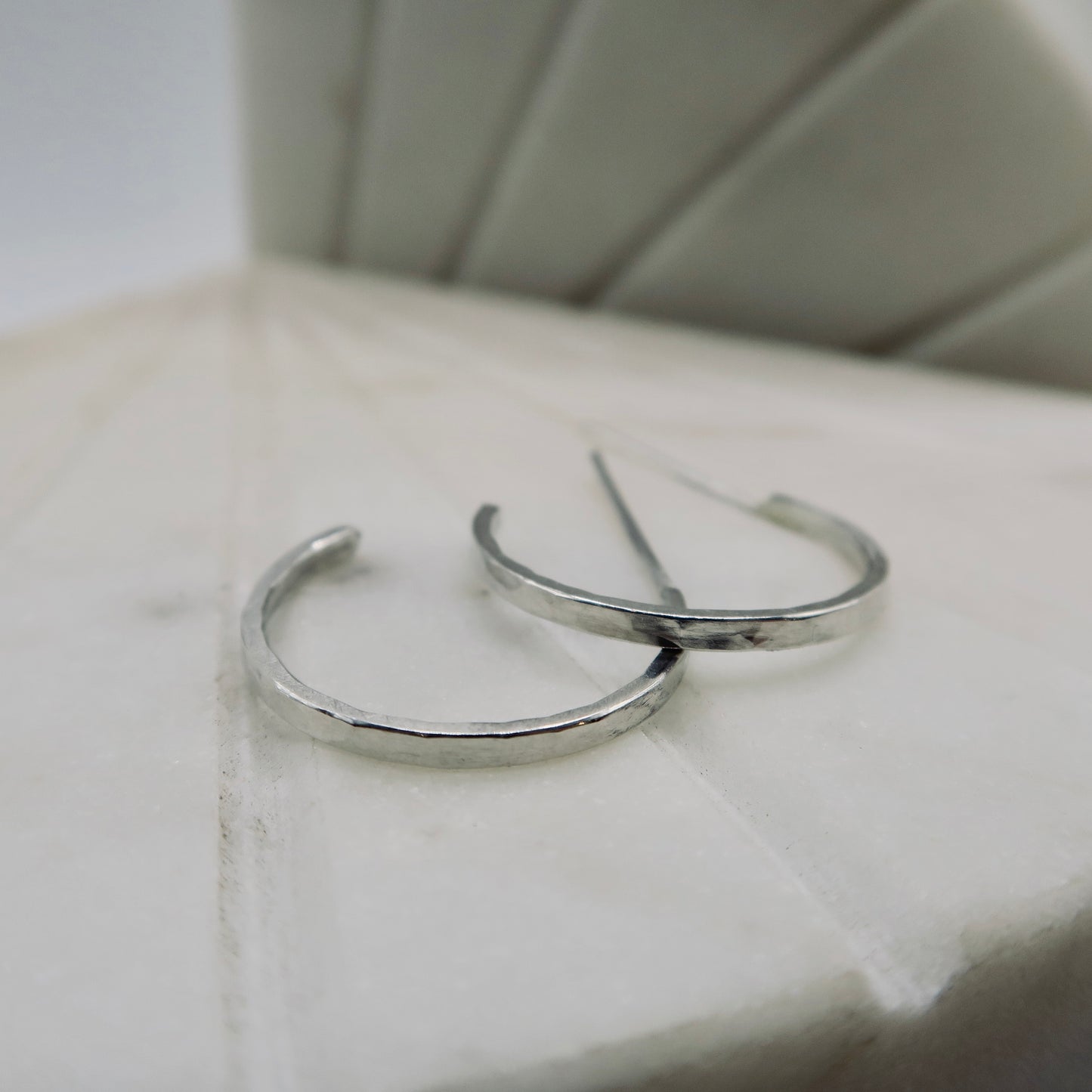 Textured Sterling Silver Medium Hoops